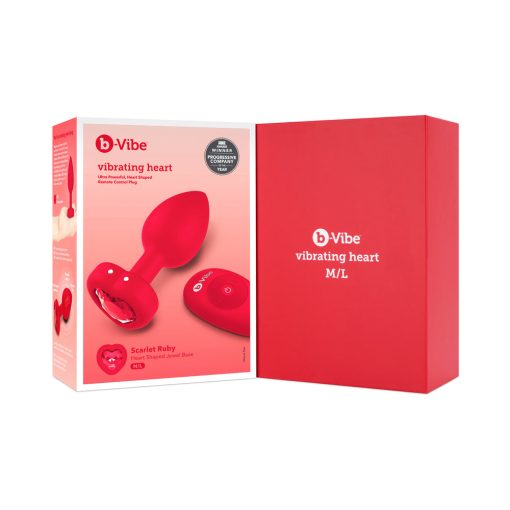 B-Vibe Vibrating Heart Anal Plug With Heart-Shaped Jewel Base M/L Red - Image 11