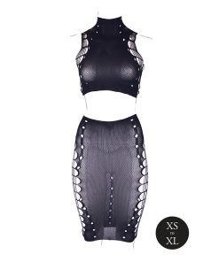 Le Desir Shade Kala Xxxvii 2-Piece With Turtleneck, Crop Top & Skirt Black O/S