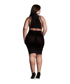 Le Desir Shade Kala Xxxvii 2-Piece With Turtleneck, Crop Top & Skirt Black Queen Size