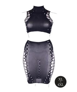 Le Desir Shade Kala Xxxvii 2-Piece With Turtleneck, Crop Top & Skirt Black Queen Size