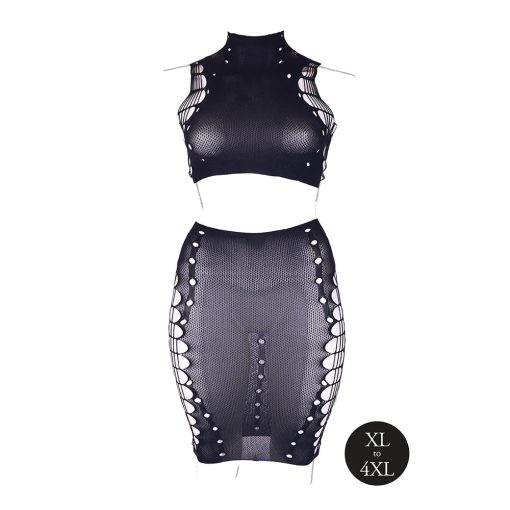 Le Desir Shade Kala Xxxvii 2-Piece With Turtleneck, Crop Top & Skirt Black Queen Size - Image 4