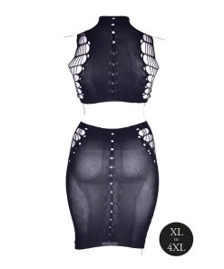 Le Desir Shade Kala Xxxvii 2-Piece With Turtleneck, Crop Top & Skirt Black Queen Size