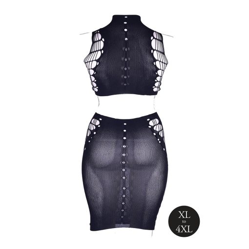 Le Desir Shade Kala Xxxvii 2-Piece With Turtleneck, Crop Top & Skirt Black Queen Size - Image 5