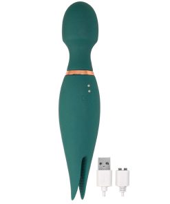 Nasstoys Mystique Magic Vibe Rechargeable Dual Ended Silicone Wand Vibrator Green