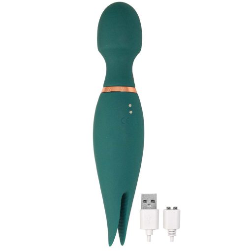 Nasstoys Mystique Magic Vibe Rechargeable Dual Ended Silicone Wand Vibrator Green - Image 3