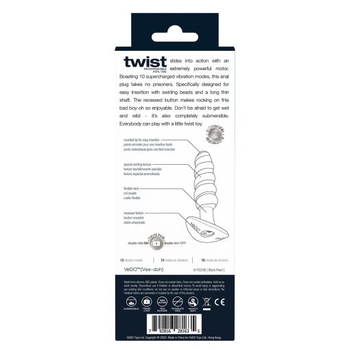 Vedo Twist Rechargeable Silicone Vibrating Anal Plug Black - Image 5