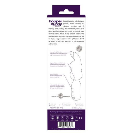 Vedo Hopper Bunny Rechargeable Silicone Mini Wand Vibrator Purple - Image 5
