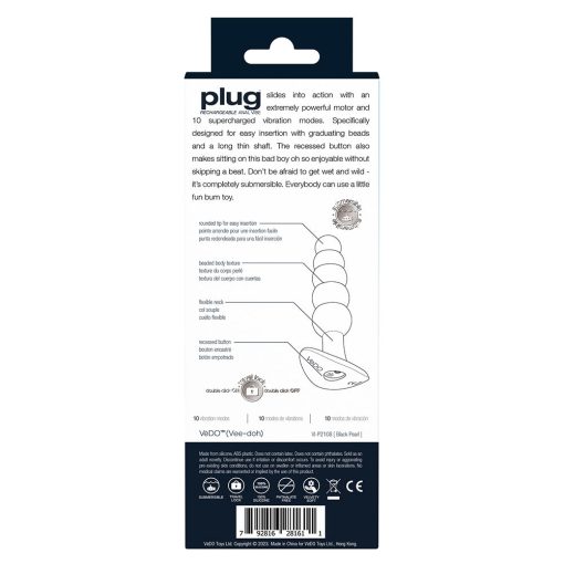 Vedo Plug Rechargeable Silicone Vibrating Anal Plug Black - Image 5