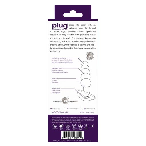 Vedo Plug Rechargeable Silicone Vibrating Anal Plug Purple - Image 5