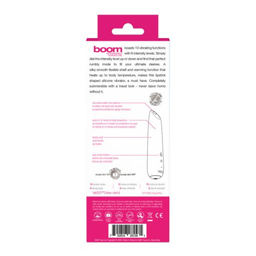 Vedo Boom Rechargeable Warming Silicone Slimline Vibrator Pink - Image 5
