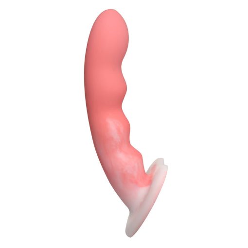 Simply Sweet Wavy 8 In. Silicone Dildo Pink/White - Image 3