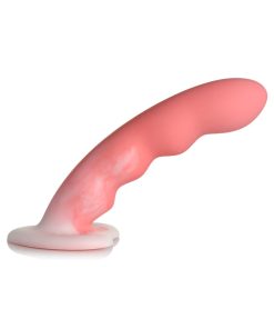 Simply Sweet Wavy 8 In. Silicone Dildo Pink/White