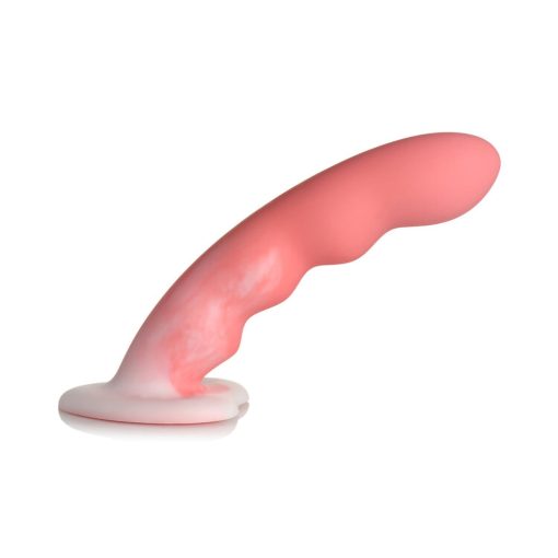 Simply Sweet Wavy 8 In. Silicone Dildo Pink/White - Image 5