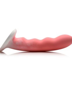 Simply Sweet Wavy 8 In. Silicone Dildo Pink/White