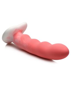 Simply Sweet Wavy 8 In. Silicone Dildo Pink/White