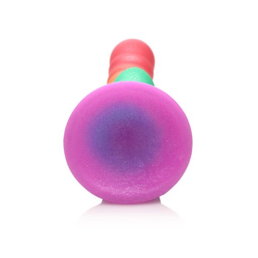 Simply Sweet Ribbed 6.5 In. Silicone Dildo Rainbow - Image 7