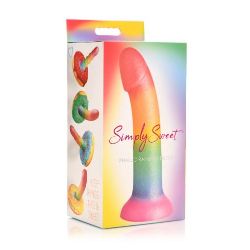 Simply Sweet Phallic 6.5 In. Silicone Dildo Rainbow - Image 2