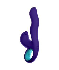 Femmefunn Klio Rechargeable Silicone Triple Action Thumping Rabbit Vibrator Dark Purple
