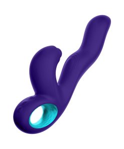 Femmefunn Klio Rechargeable Silicone Triple Action Thumping Rabbit Vibrator Dark Purple