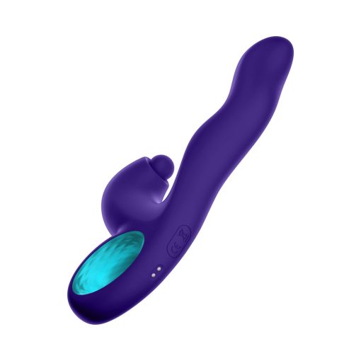 Femmefunn Klio Rechargeable Silicone Triple Action Thumping Rabbit Vibrator Dark Purple - Image 6