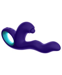 Femmefunn Klio Rechargeable Silicone Triple Action Thumping Rabbit Vibrator Dark Purple