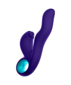 Femmefunn Klio Rechargeable Silicone Triple Action Thumping Rabbit Vibrator Dark Purple