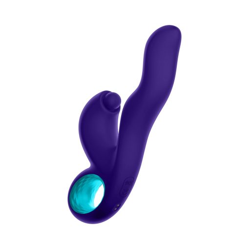 Femmefunn Klio Rechargeable Silicone Triple Action Thumping Rabbit Vibrator Dark Purple - Image 8