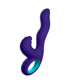Femmefunn Klio Rechargeable Silicone Triple Action Thumping Rabbit Vibrator Dark Purple