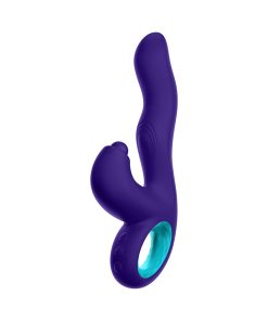 Femmefunn Klio Rechargeable Silicone Triple Action Thumping Rabbit Vibrator Dark Purple