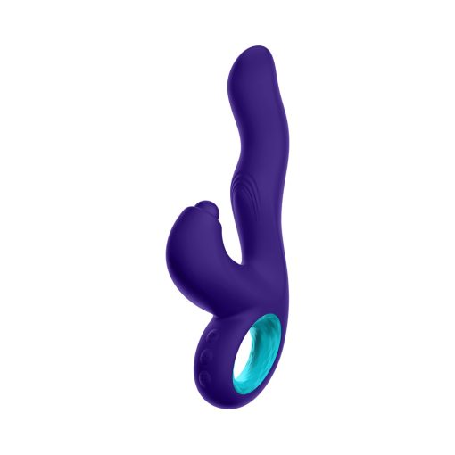 Femmefunn Klio Rechargeable Silicone Triple Action Thumping Rabbit Vibrator Dark Purple - Image 10