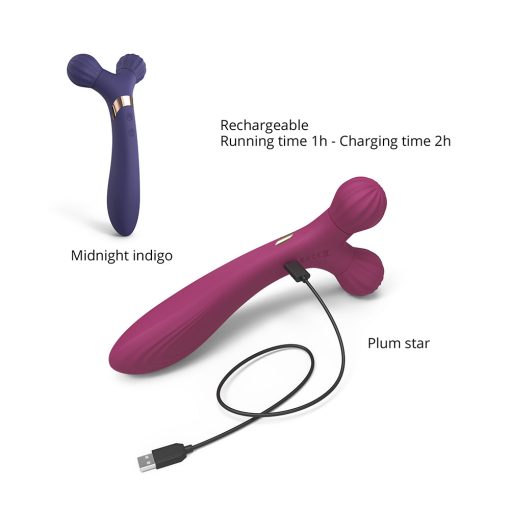 Love To Love Fireball Rechargeable Dual Ended Silicone Body Massager & Vibrator Plum Star - Image 5