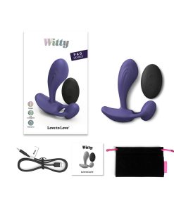 Love To Love Witty Rechargeable Remote-Controlled Silicone P & G Vibrator Midnight Indigo