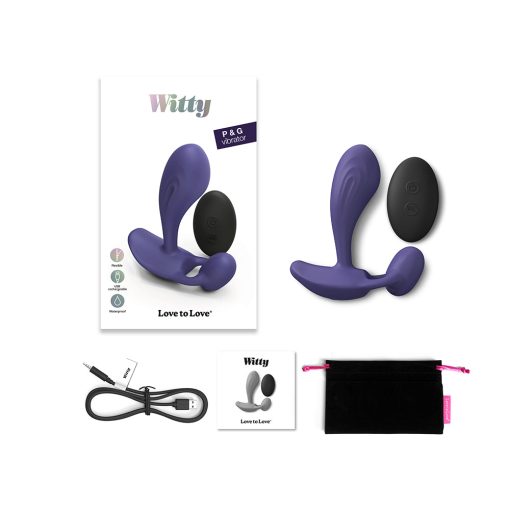 Love To Love Witty Rechargeable Remote-Controlled Silicone P & G Vibrator Midnight Indigo