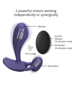 Love To Love Witty Rechargeable Remote-Controlled Silicone P & G Vibrator Midnight Indigo