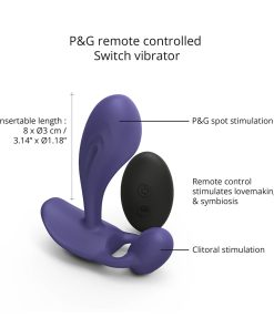 Love To Love Witty Rechargeable Remote-Controlled Silicone P & G Vibrator Midnight Indigo