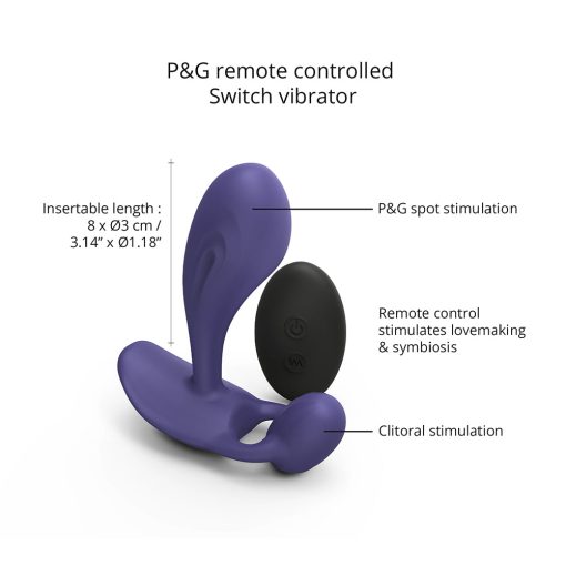 Love To Love Witty Rechargeable Remote-Controlled Silicone P & G Vibrator Midnight Indigo - Image 6