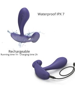 Love To Love Witty Rechargeable Remote-Controlled Silicone P & G Vibrator Midnight Indigo
