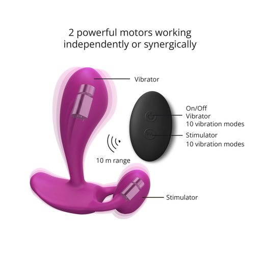 Love To Love Witty Rechargeable Remote-Controlled Silicone P & G Vibrator Sweet Orchid - Image 6