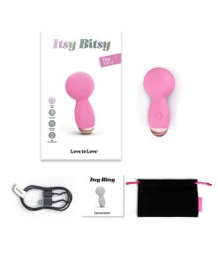 Love To Love Itsy Bitsy Rechargeable Silicone Mini Wand Vibrator Pink Passion