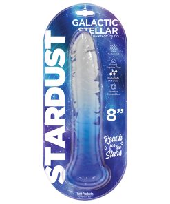 Stardust Galactic Stellar Textured 8 In. Jelly Fantasy Dildo Crystal Blue