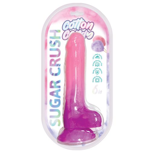 Cotton Candy Sugar Crush 6 In. Silicone Dildo Pink/Purple