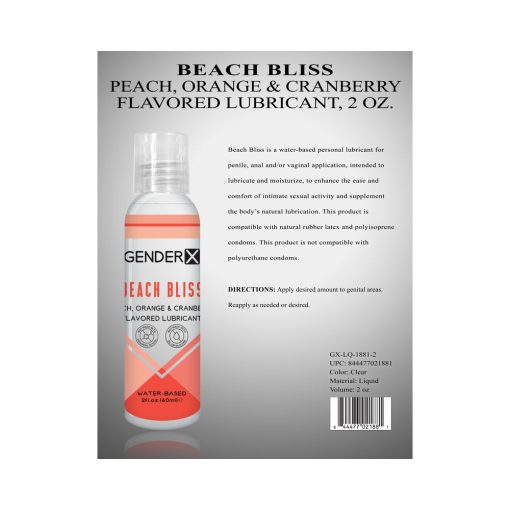 Gender X Beach Bliss Peach, Orange & Cranberry Flavored Water-Based Lubricant 2 Oz. - Image 3