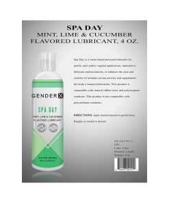 Gender X Spa Day Mint, Lime & Cucumber Flavored Water-Based Lubricant 4 Oz.