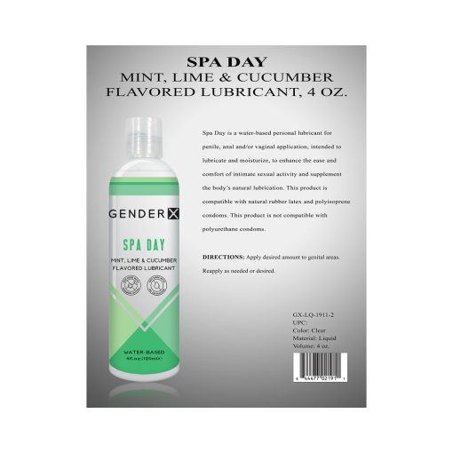 Gender X Spa Day Mint, Lime & Cucumber Flavored Water-Based Lubricant 4 Oz. - Image 3