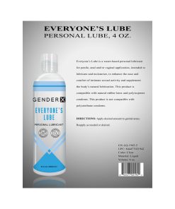 Gender X Everyone'S Lube Water-Based Lubricant 4 Oz.