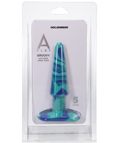 A-Play Groovy 5 In. Silicone Anal Plug Ocean