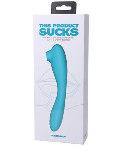 This Product Sucks Rechargeable Bendable Dual Ended Silicone Sucking Clitoral Stimulator & G-Spot Vibrator Teal