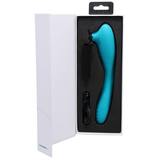 This Product Sucks Rechargeable Bendable Dual Ended Silicone Sucking Clitoral Stimulator & G-Spot Vibrator Teal - Image 4