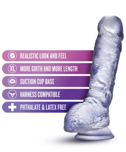 B Yours Plus Hearty N' Hefty 9 In. Dildo With Balls Clear