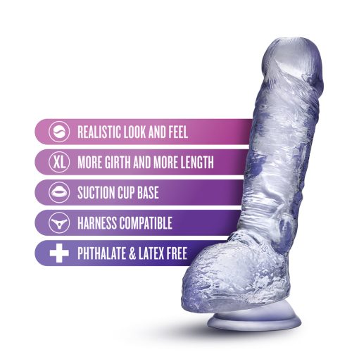 B Yours Plus Hearty N' Hefty 9 In. Dildo With Balls Clear - Image 5